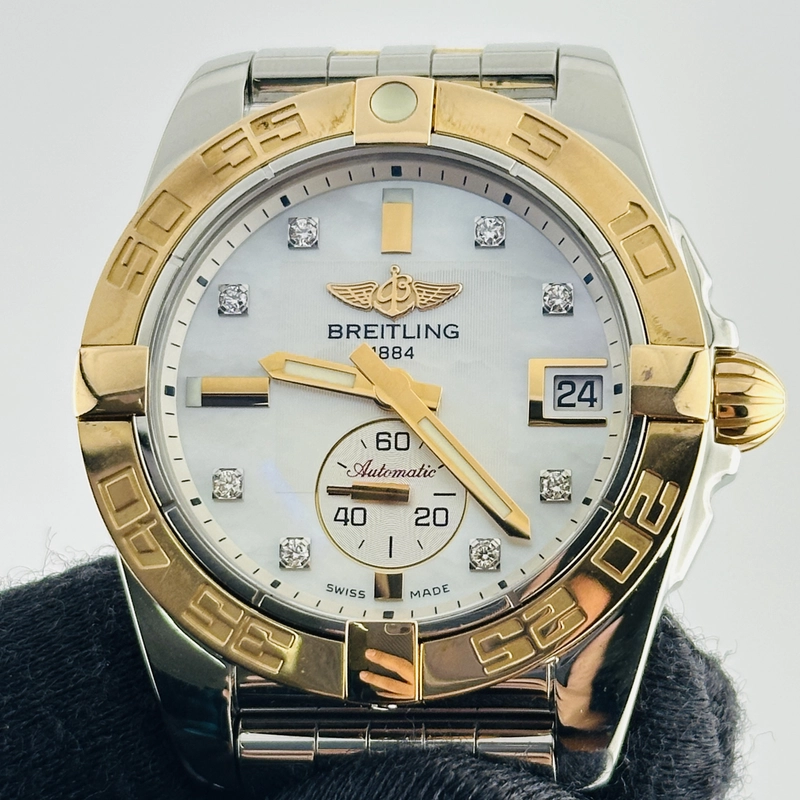 Breitling Galactic Factory White Mop Diamond Dial on 2 Tone Bracelet Ref. C37330121A2C1 view 2