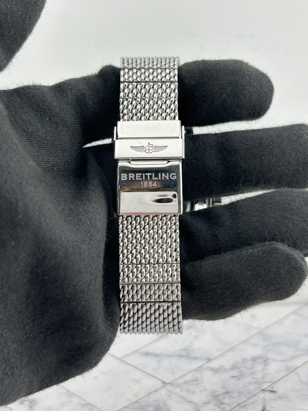 Breitling Transocean Black Dial on Woven Steel Ref. AB0152 Papers 2012 view 4
