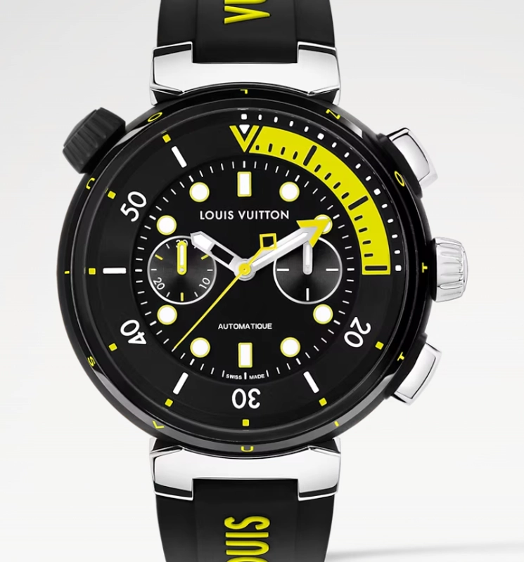 Louis Vuitton Tambour Street Diver Black Dial on Black Rubber Band Ref. QA167
