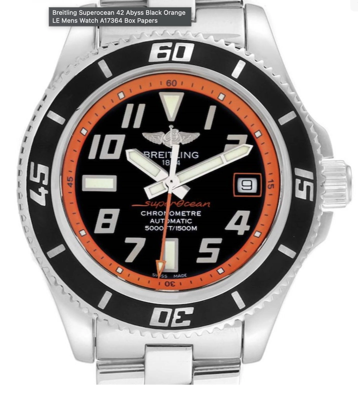 Breitling Superocean Abyss Black Orange Dial on Stainless Steel Ref. A17364 — Saleh Jewelers