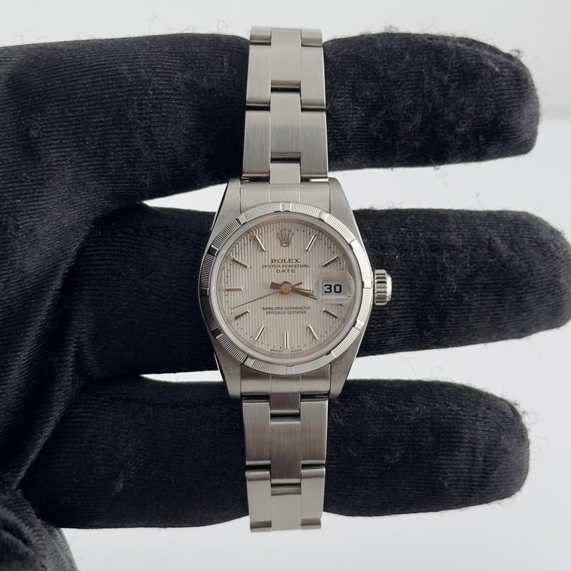 Rolex Oyster Perpetual Date Silver Tapestry Dial on Oyster Ref. 79190 Card 2010