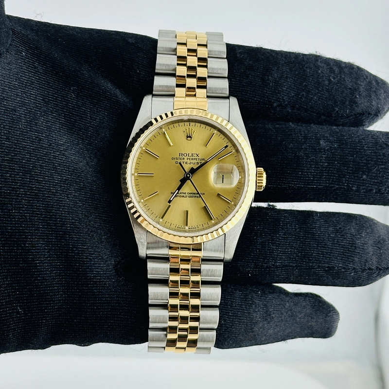 Rolex Datejust Champagne Stick Dial on D Link Jubilee Ref. 16233 1991 view 2
