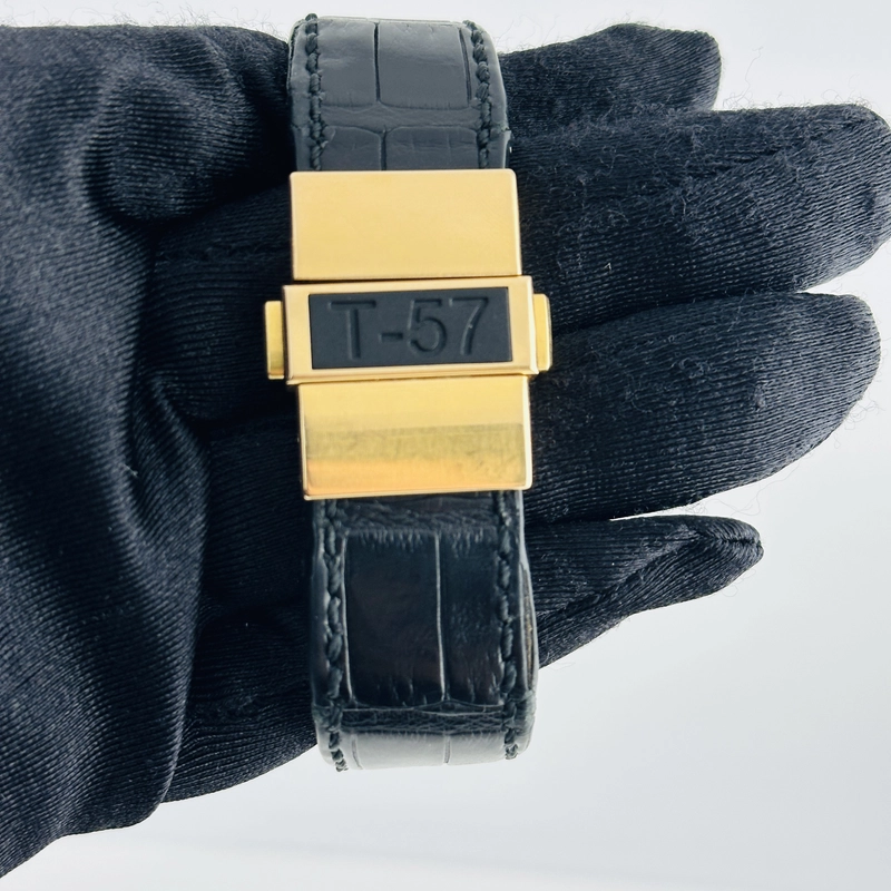 Tiffany & Co. Tri-Retrograde Black / Rose Dial on Leather Band Ref. T-57 view 4