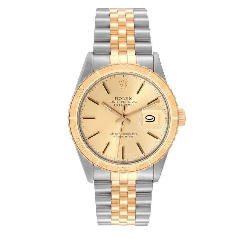 Rolex Datejust Turnograph Champagne Stick Dial on D Link Jubilee Bracelet Ref. 16253 Complete 1986