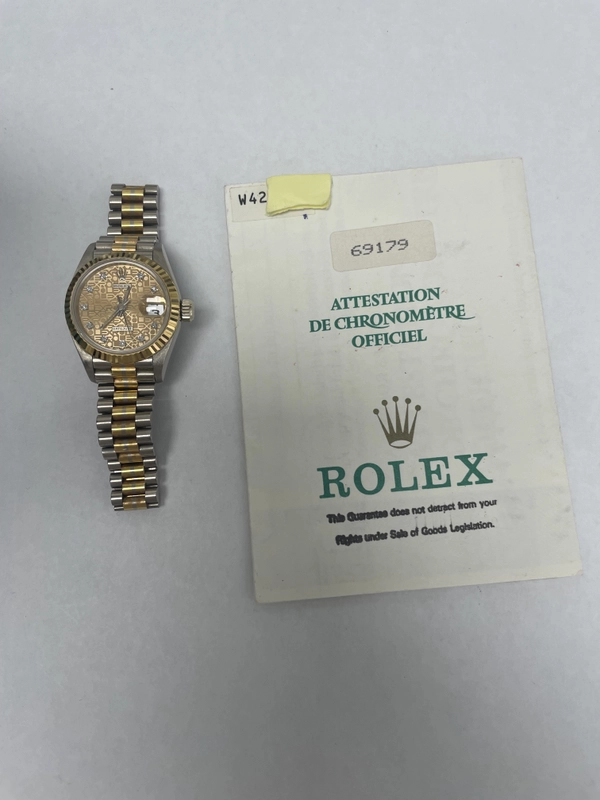 Rolex Datejust Gold Diamond Dial on President Ref. 69179 Papers 1994 view 4