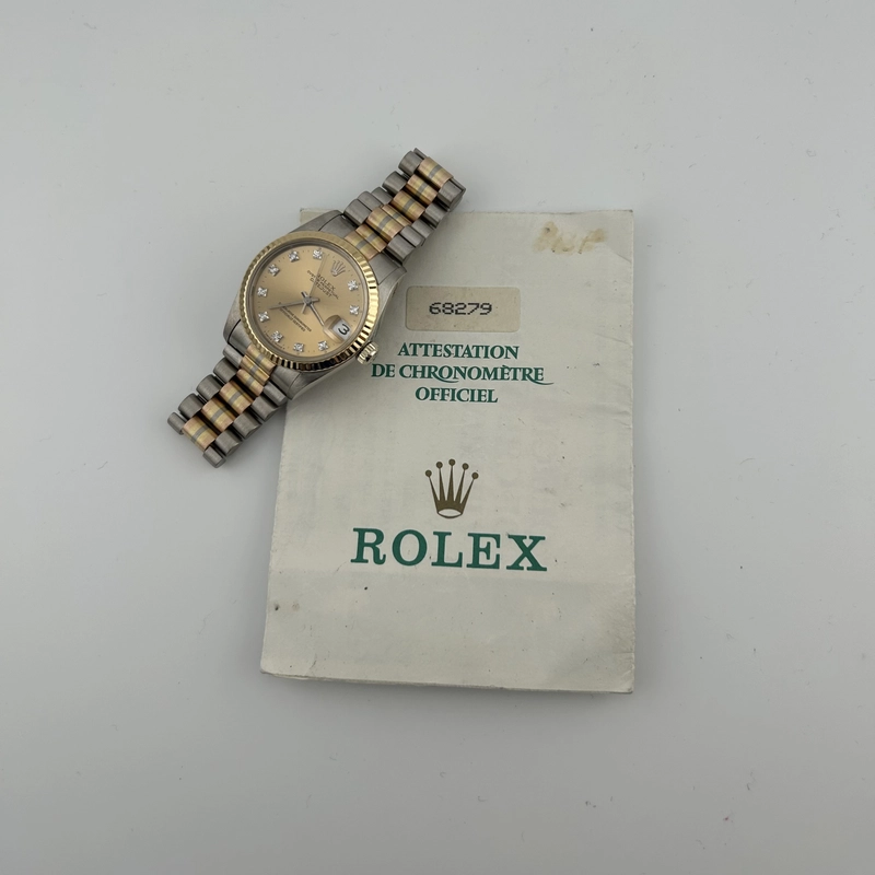 Rolex Datejust President Champagne Diamond Dial on Jubilee Ref. 68279 Papers 1993 view 6