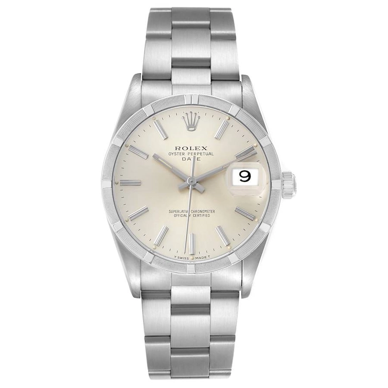 Rolex Oyster Perpetual Date Silver Stick Dial on Oyster Ref. 15210 1990