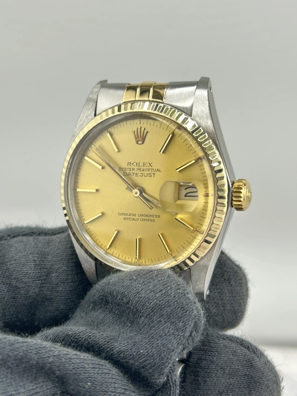 Rolex Datejust Champagne Stick Dial on D Link Jubilee Bracelet Ref. 16013 1983 view 3