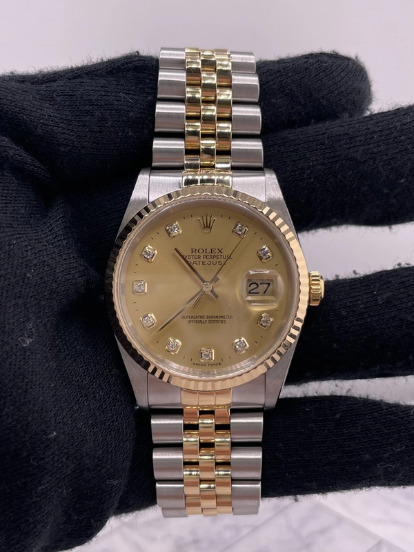 Rolex Datejust Champagne Diamond Factory Dial on Jubilee Ref. 16233 Papers 2003 view 2