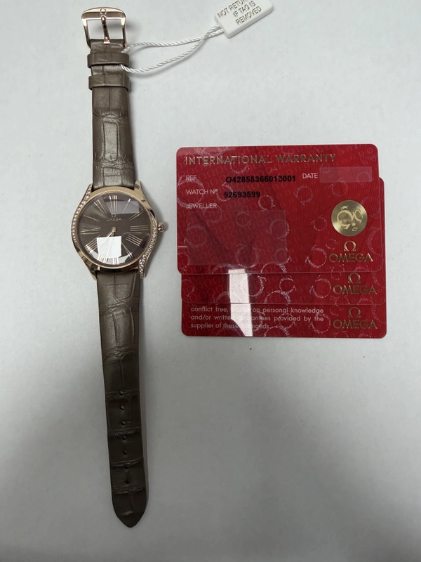 Omega De Ville Brown Dial on Leather Strap Ref. 428.58.36.60.13.001 Card Open Date view 4