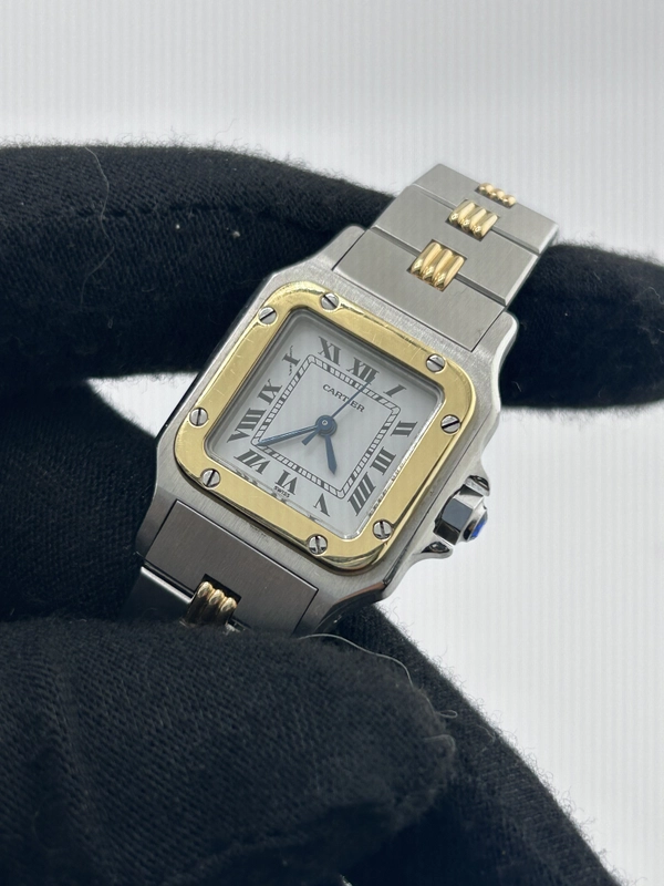 Cartier Santos Galbée White Dial on 2 Tone Yellow Gold / Stainless Steel Bracelet Ref. W20057C4 view 3
