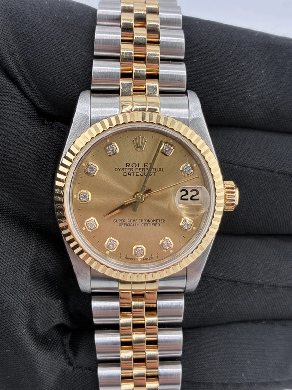Rolex Datejust 31 Gold Dial on Jubilee Ref. 68273G Papers Open Date