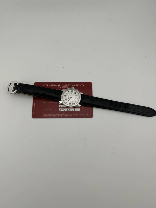 Cartier Ronde Solo de Cartier Silver Roman & Arabic Numerals Dial on Black Leather Strap Ref. W6700155 Card 2017 view 7