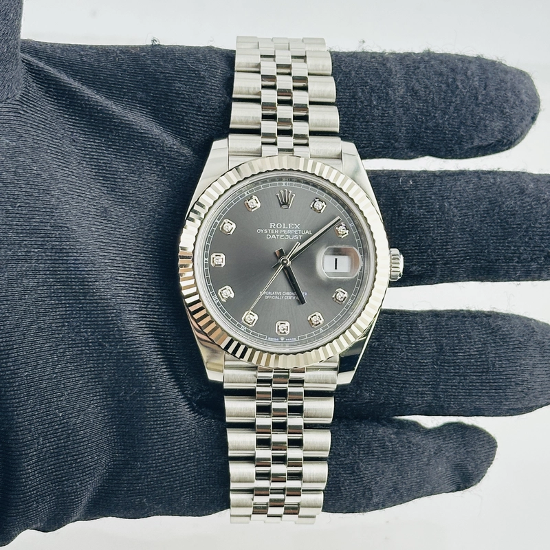 Rolex Datejust Dark Rhodium Diamond Dial on D Link Jubilee Bracelet Ref. 126334 Card 2024 view 3