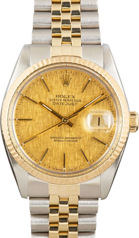 Rolex Datejust Champagne Linen Dial on D Link Jubilee Ref. 16013 1985