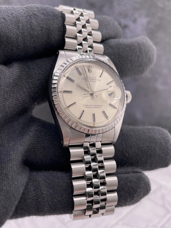Rolex Datejust Silver Stick Dial on D Link Jubilee Ref. 1603 1979 view 3