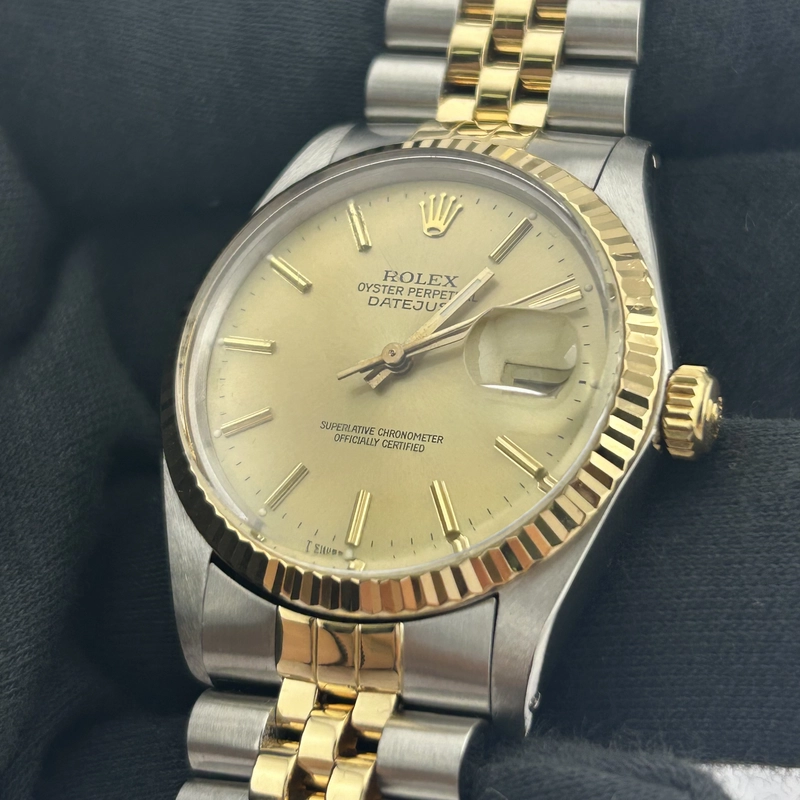 Rolex Datejust Champagne Stick Dial on D Link Jubilee Ref. 16013 1988 view 3
