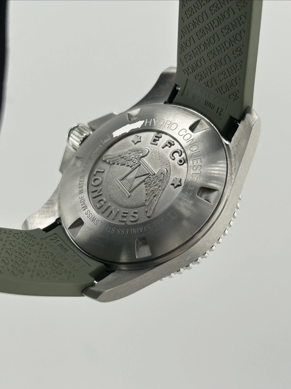 Longines Hydroconquest Green Dial on Rubber Band Ref. L3.782.4/4.06.9 Complete 2026 view 7