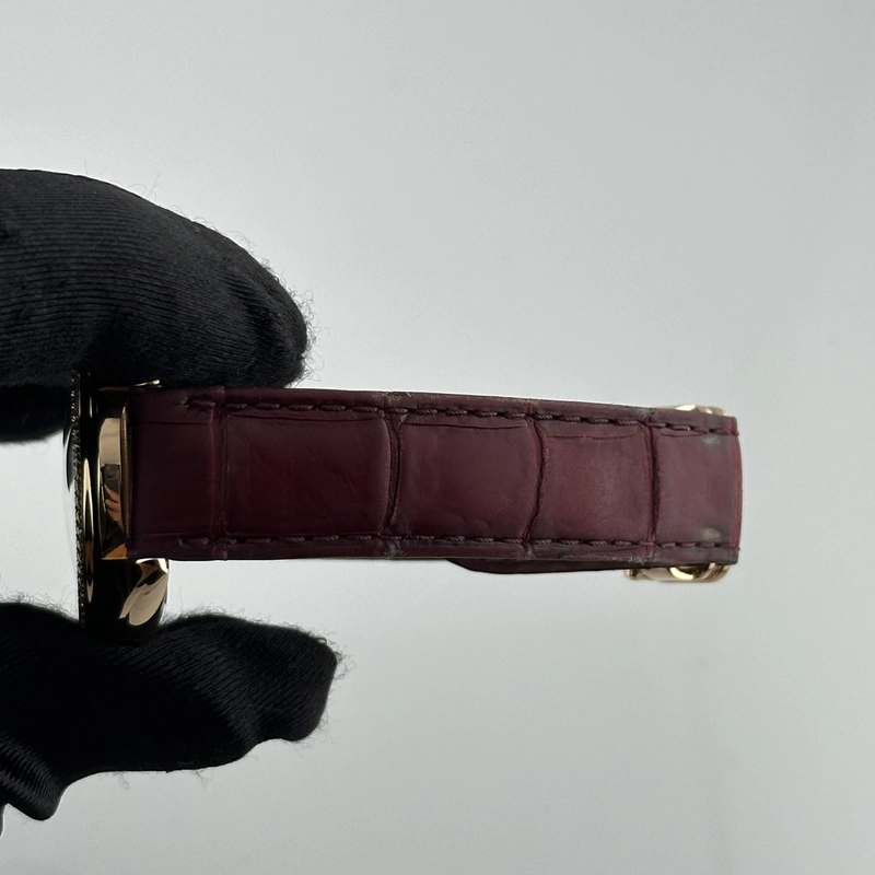 Cartier Cle Silver Roman Dial on Maroon Leather Ref. 3854 Papers 2019 view 4