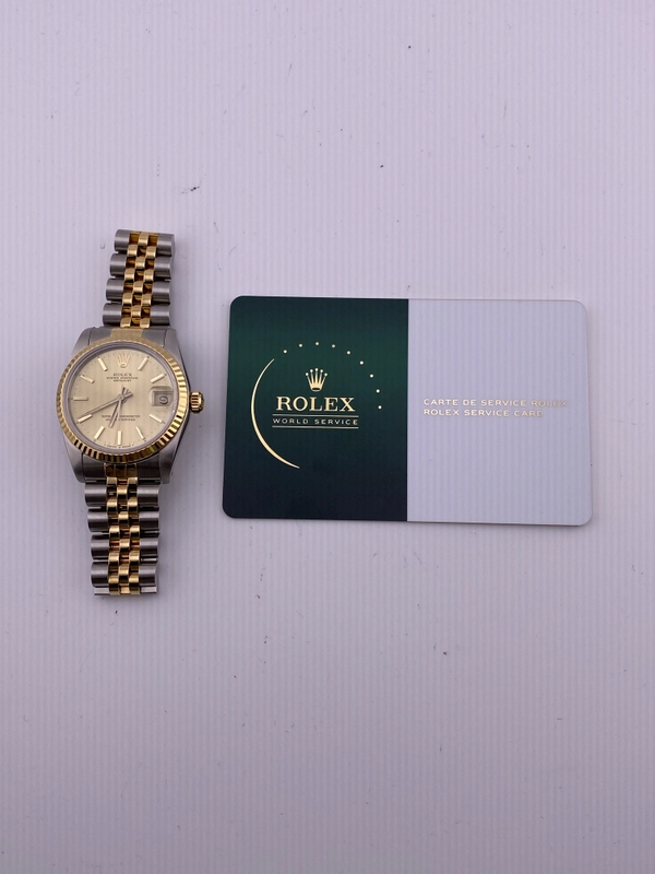 Rolex Datejust 31 Champagne Stick Dial on Jubilee Ref. 68273 view 7
