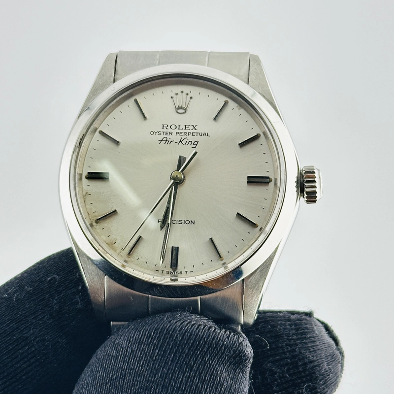 Rolex Air-King Silver Stick / Has Spots Dial on Folded Oyster Ref. 5500 1974 view 3