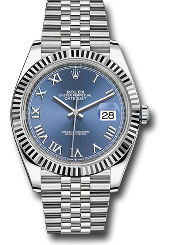 Rolex Datejust 41 Blue Roman Numerals Dial on Jubilee D Link Bracelet Ref. 126334 Card 2024