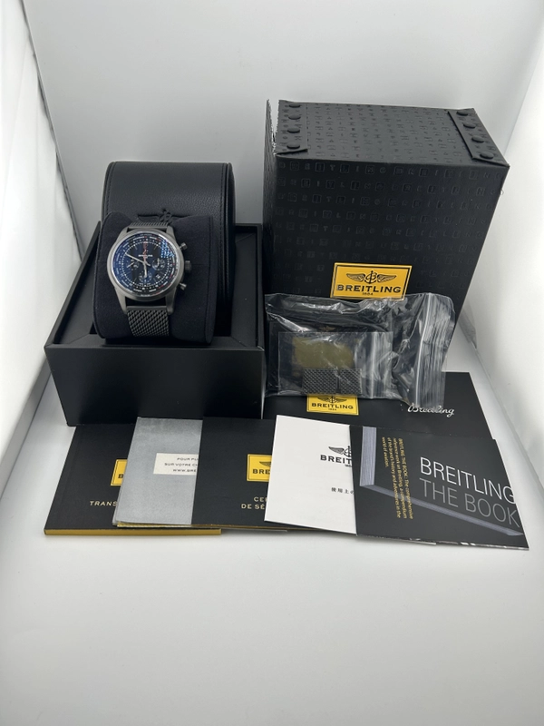 Breitling Transocean Unitime Pilot Black Dial on Stainless Steel Mesh Bracelet Ref. MB0510 Complete 2015 view 8