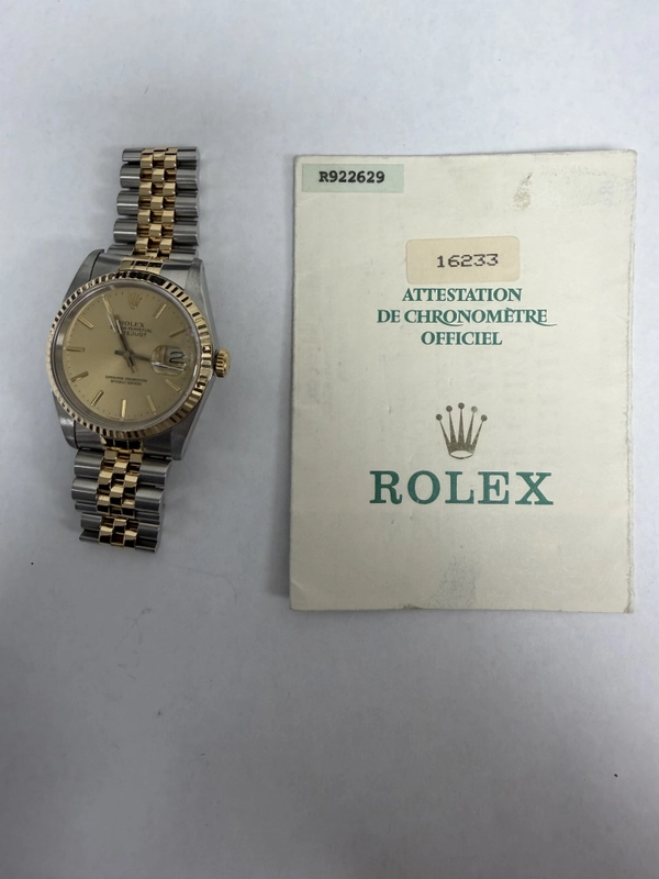Rolex Datejust Gold Dial on Jubilee Ref. 16233 Papers 1989 view 6