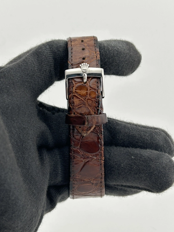 Rolex Oysterdate Precision Silver Stick / Refinished Dial on Brown Leather Strap Ref. 6694 1978 view 3