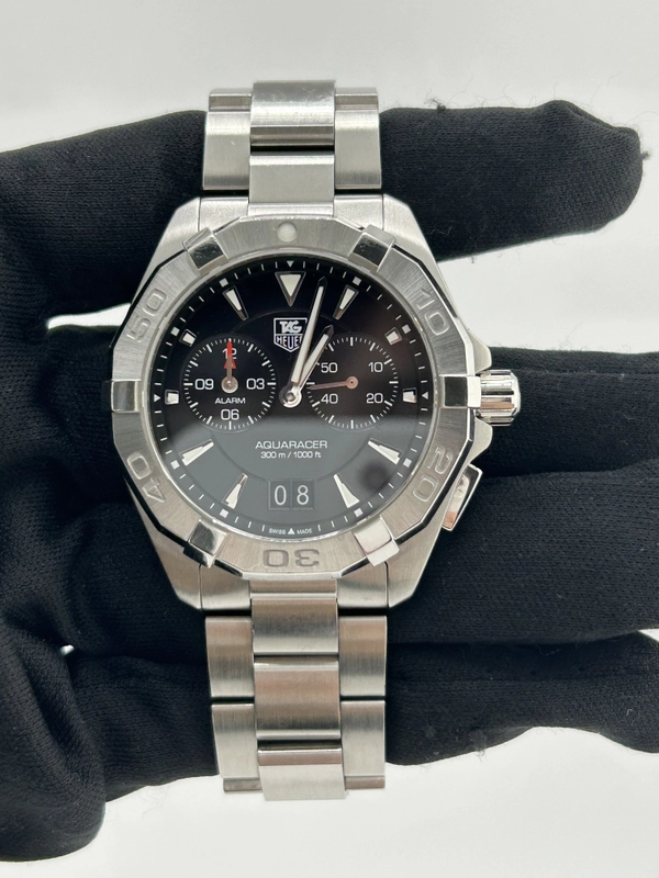 Tag Heuer Aquaracer Black Dial on Stainless Steel Bracelet Ref. WAY111Z.BA0928 Complete 2016 view 2