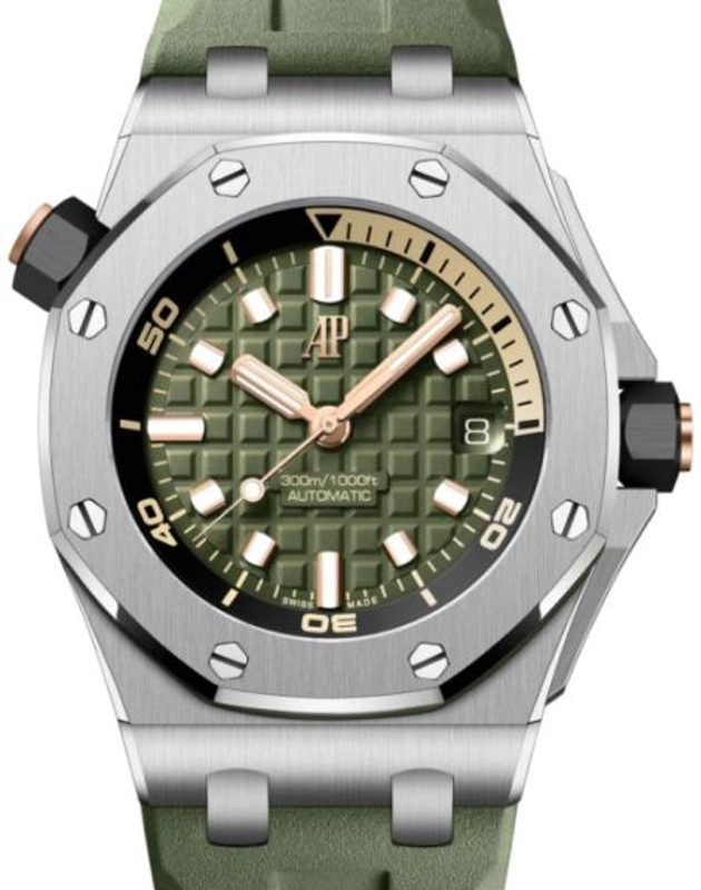 Audemars Piguet Offshore Diver Green Dial on Bracelet Ref. 15720ST.OO.A052CA.01 Card Open Date