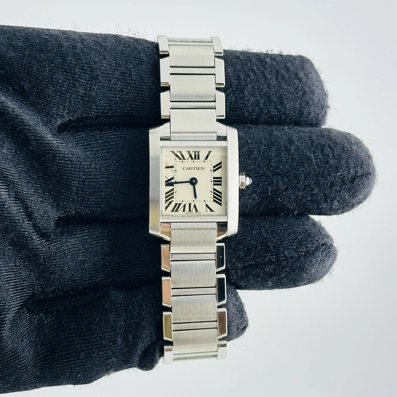 Cartier Tank Francaise Silver Dial on Stainless Steel Bracelet Ref. 2384 / W51008Q3 view 2