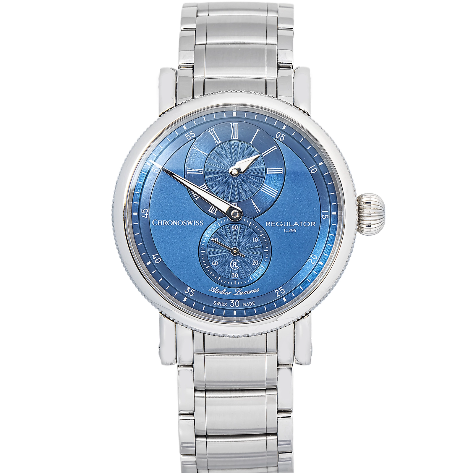 Chronoswiss Regulator Classic Ch-4023-BL/50 CH-4023-BL150 Complete Bracelet Stainless Steel Blue Roman Automatic 38mm — image 1