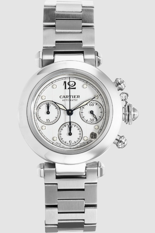 Cartier Pasha Midsize Chronograph White Dial Dial on Stainless Steel Bracelet Ref. 2412 / W31039M7