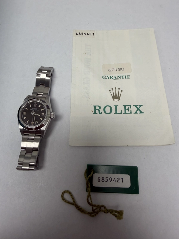 Rolex Oyster Perpetual Black Dial on Oyster Ref. 67180 Papers 1995 view 5