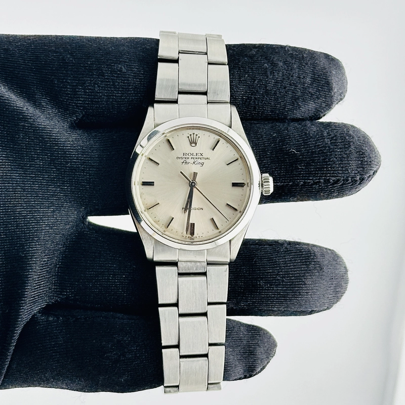 Rolex Air-King Silver Stick / Has Spots Dial on Folded Oyster Ref. 5500 1974 view 2