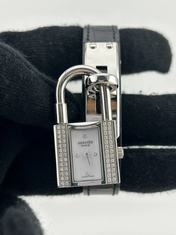 Hermes Kelly White Mop Dial on Leather Ref. KE1.232 view 2