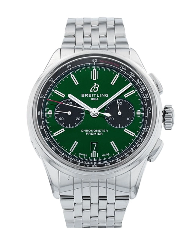 Breitling Premier B01 Green Dial on Bracelet Ref. AB0118 Card 2019