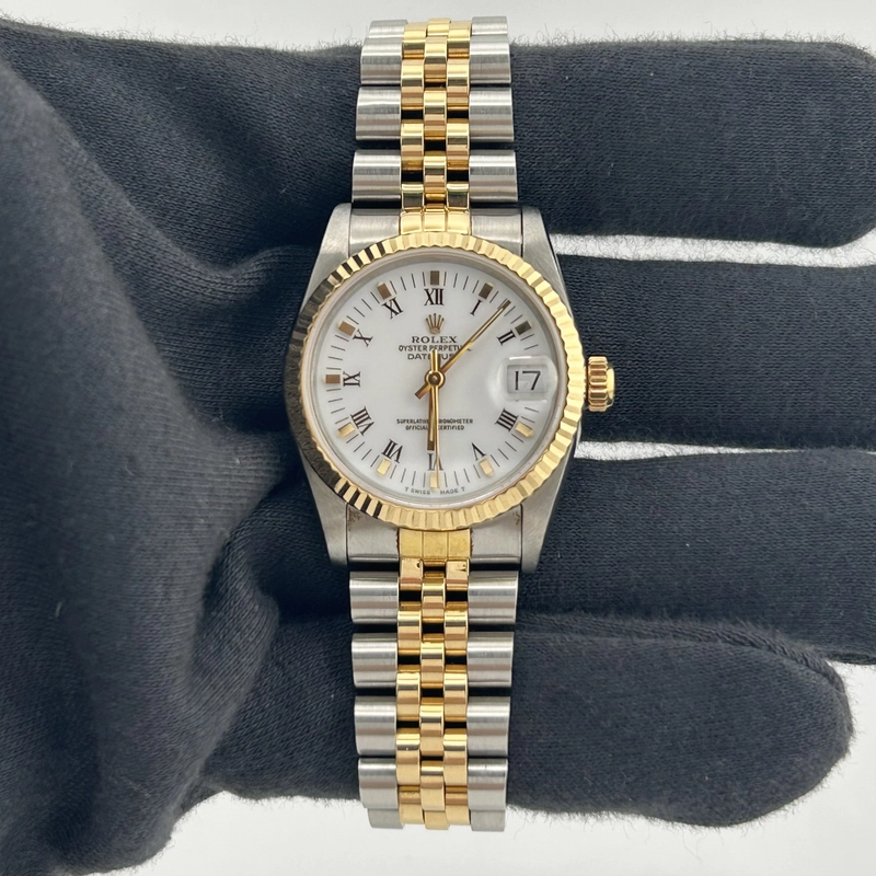Rolex Datejust White Roman Dial on D Link Jubilee Bracelet Ref. 68273 1991 view 2