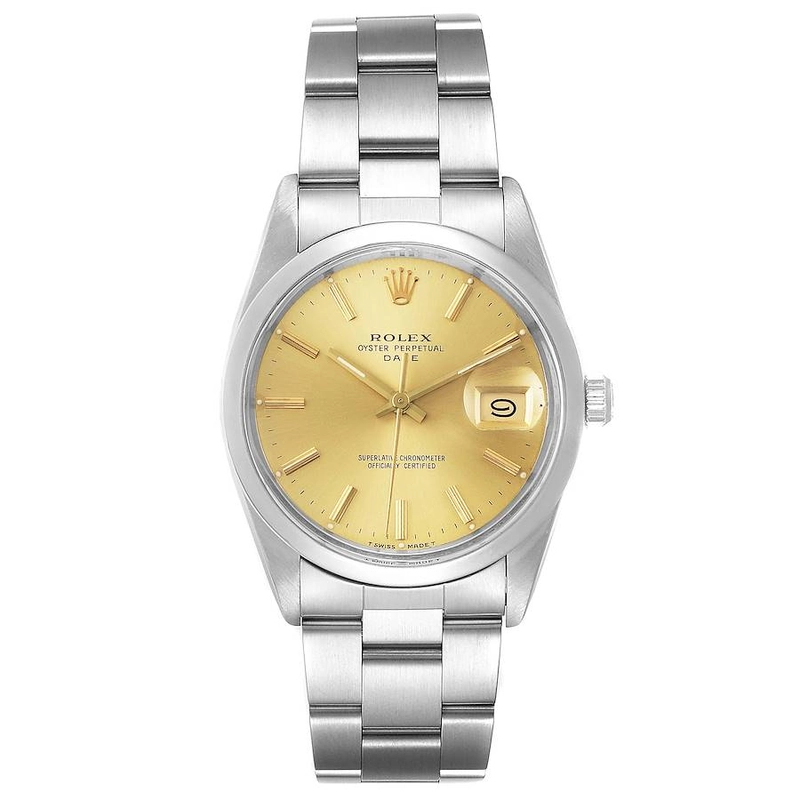 Rolex Oyster Perpetual Date Champagne Stick Dial on Oyster Bracelet Ref. 15200 1990