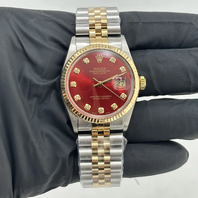 Rolex Datejust Champagne Stick Dial on D Link Jubilee Bracelet Ref. 16013 1988