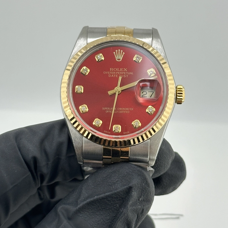 Rolex Datejust Champagne Stick Dial on D Link Jubilee Bracelet Ref. 16013 1988 view 2