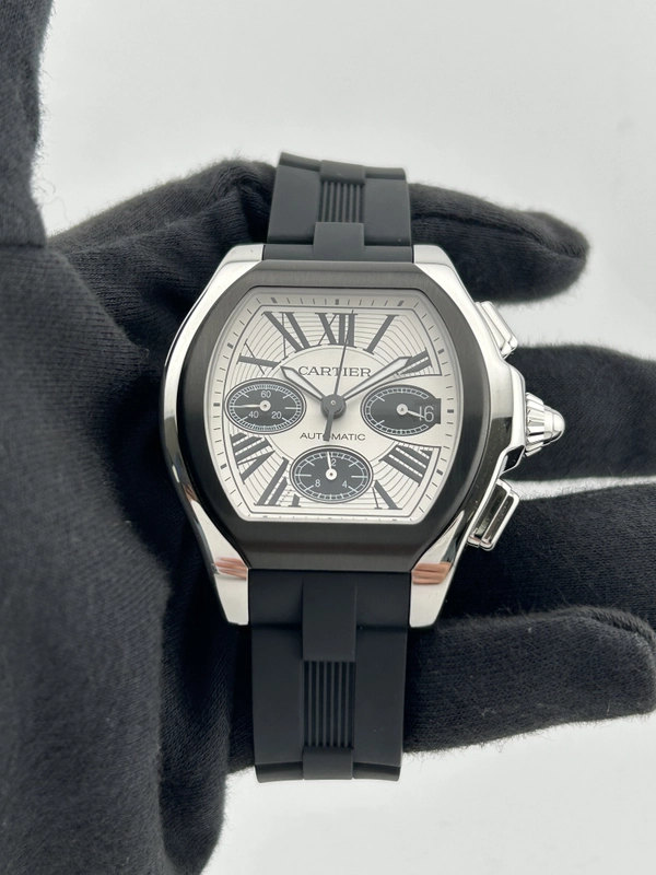 Cartier Roadster White Roman Dial on Black Rubber Band Ref. RW6206020 view 2