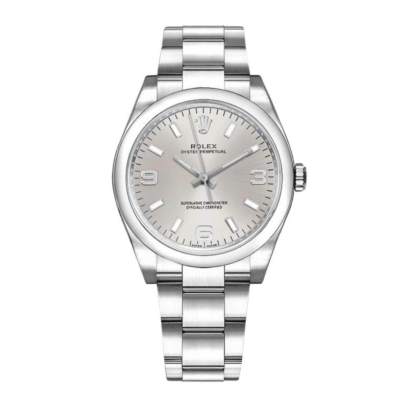 Rolex Oyster Perpetual Silver Stick 369 Dial on Oyster Ref. 114200 Card 2010