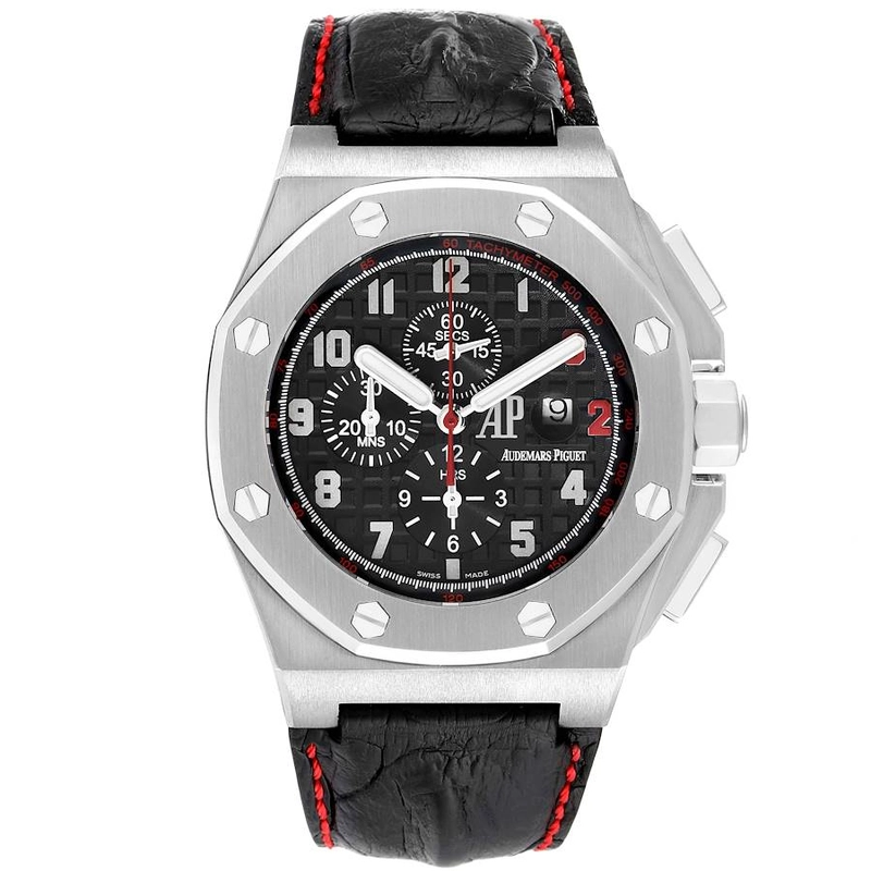 Audemars Piguet Royal Oak Offshore Shaquille O'Neal Special Limited Edition Black Dial With Mega Tapisserie Waffle Pattern Dial on Leather Strap Ref. 26133ST.OO.A101CR.01