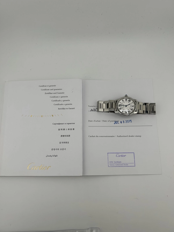 Cartier Ronde Solo SM Silver Roman Numerals Dial on Stainless Steel Bracelet Ref. W6701004 Papers 2015 view 7
