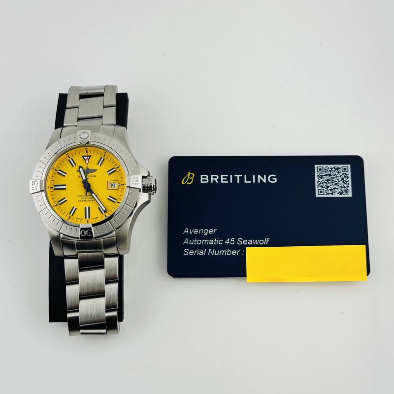 Breitling Avenger Seawolf Yellow Dial on Stainless Steel Bracelet Ref. A17319 Card 2024 view 7