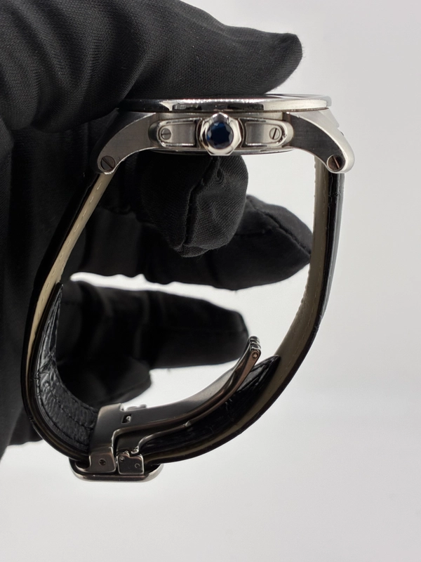 Cartier Calibre De Cartier Silver Dial on Black Leather Strap Ref. WSCA0003 view 6