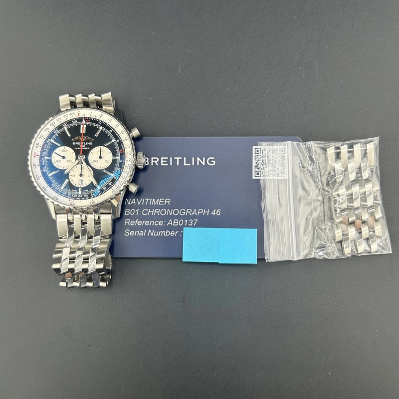 Breitling Navitimer B01 Chronograph Black Dial on Stainless Steel Bracelet Ref. AB0137211B1A1 Card 2025 view 8