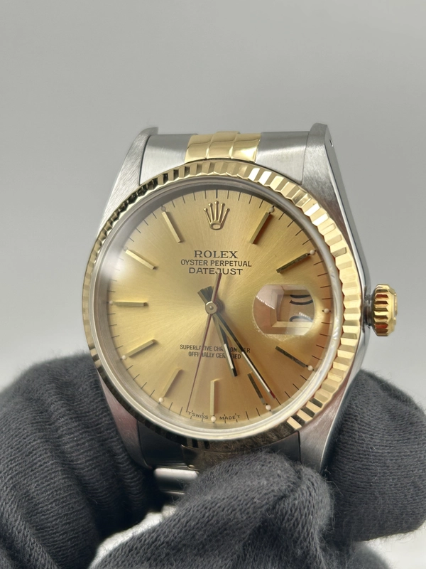 Rolex Datejust Gold Dial on Jubilee Ref. 16233 Papers 1994 view 3